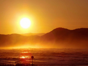 夕日ヶ浦温泉の夕日